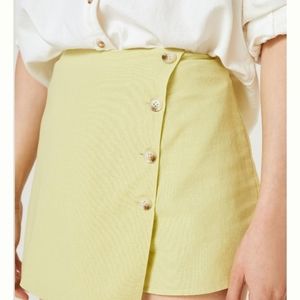 Flat White Button Front Skort in Yellow, size  medium
